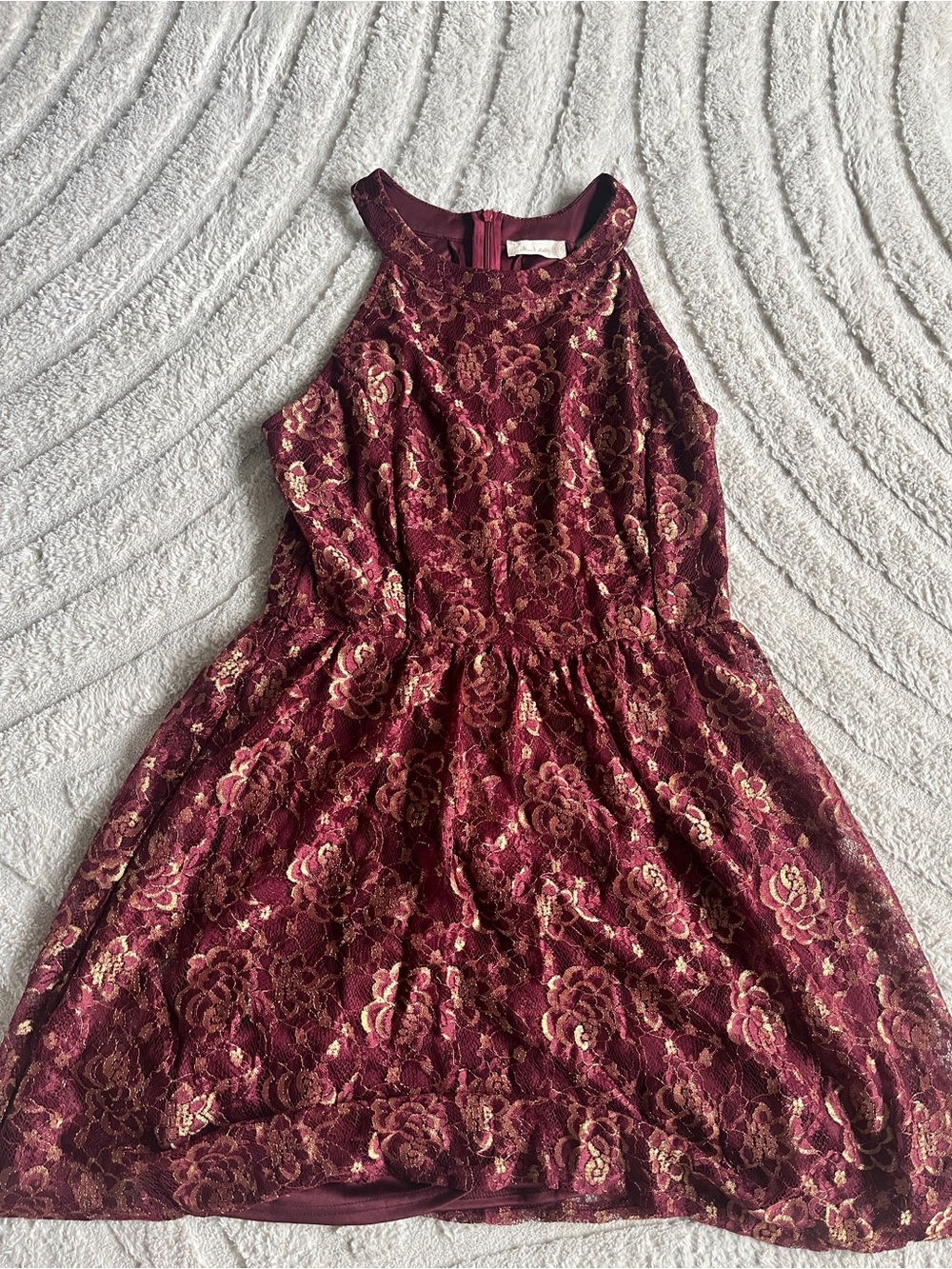 Altar’d State Burgundy Lace Halter Dress